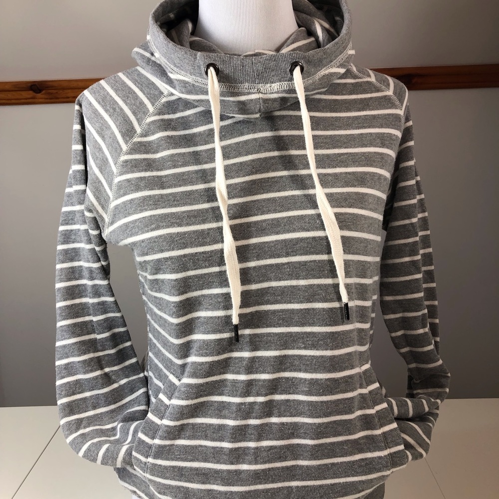 9$ , Jo&Co Grey and white striped Hoodie, Small